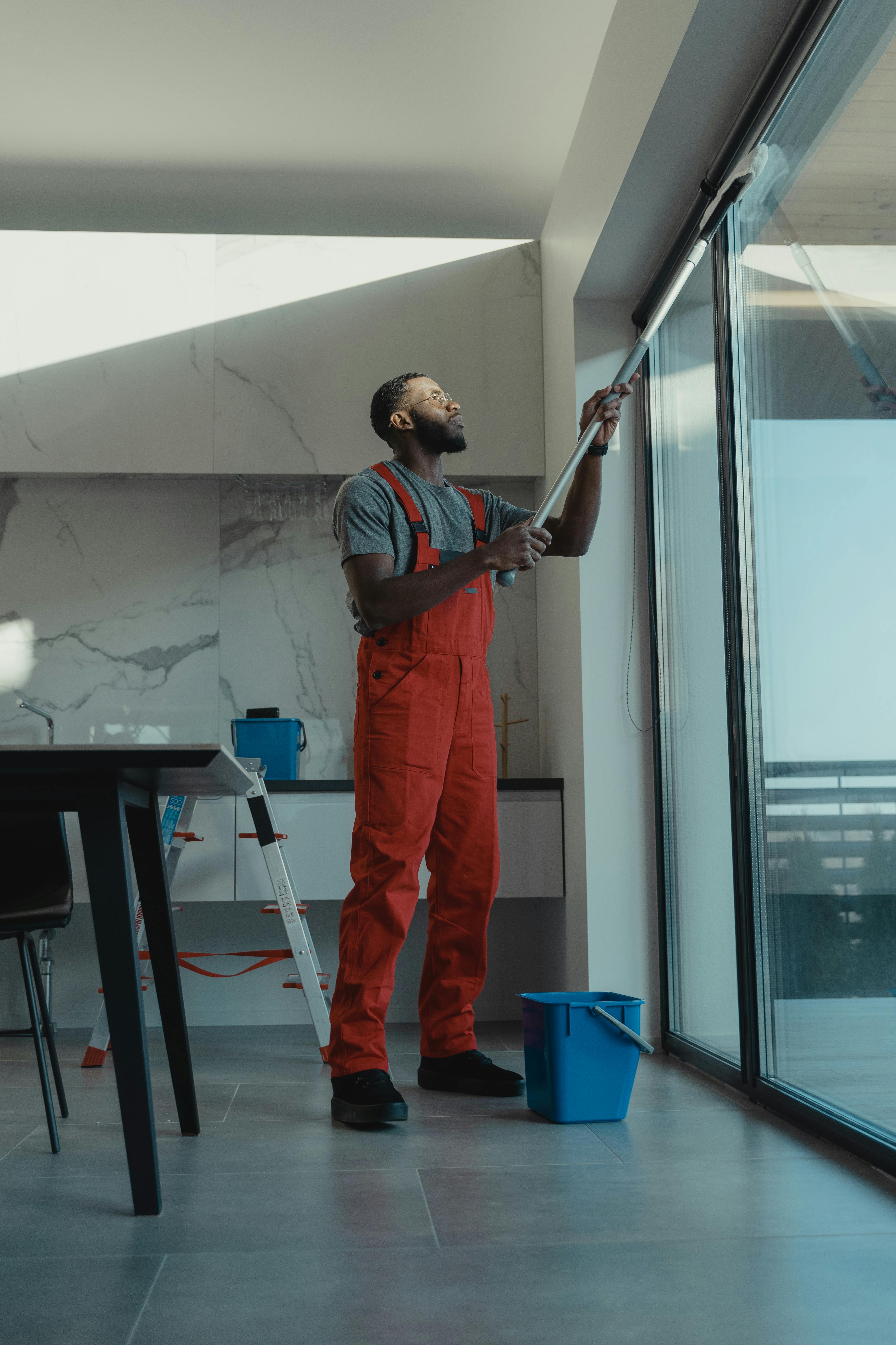 Cleaning professional at work